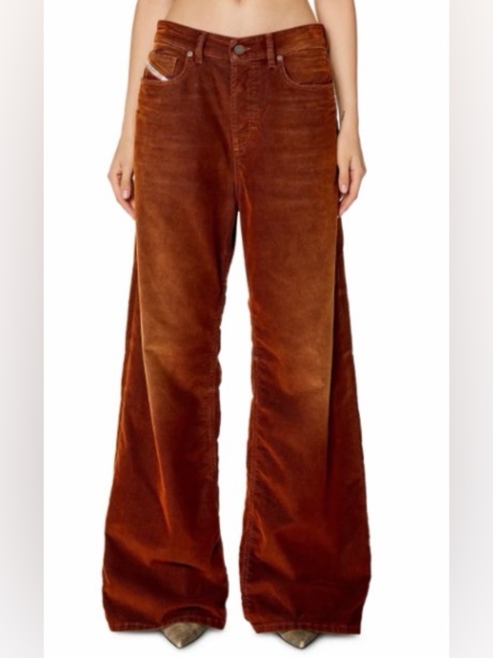 Diesel Women's Brown Corduroy Flare Pants 31 L 8/10
